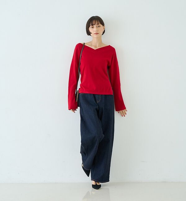 Rouge vif「【セットアップ対応】前後2WAYウール混フレアスリーブプルオーバー」|ニット・セーター|