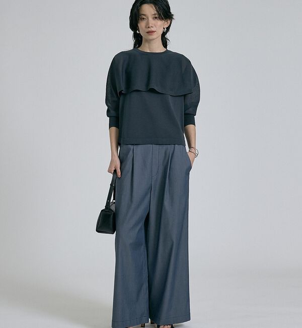 qualite「【ケープ&times;タンクの2WAY仕様】シアーケープニット」|シャツ・ブラウス|