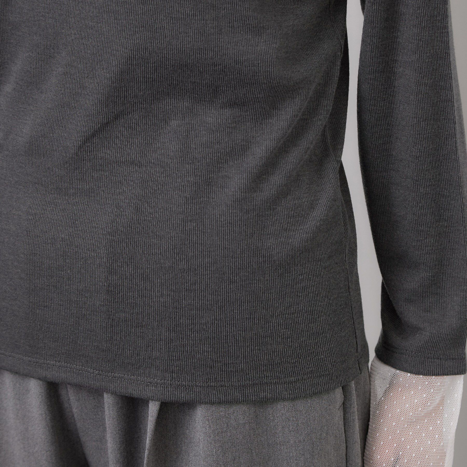 OPAQUE.CLIP「袖口レース＆ドットチュールドッキングトップス【洗濯機OK】」|Tシャツ・カットソー|