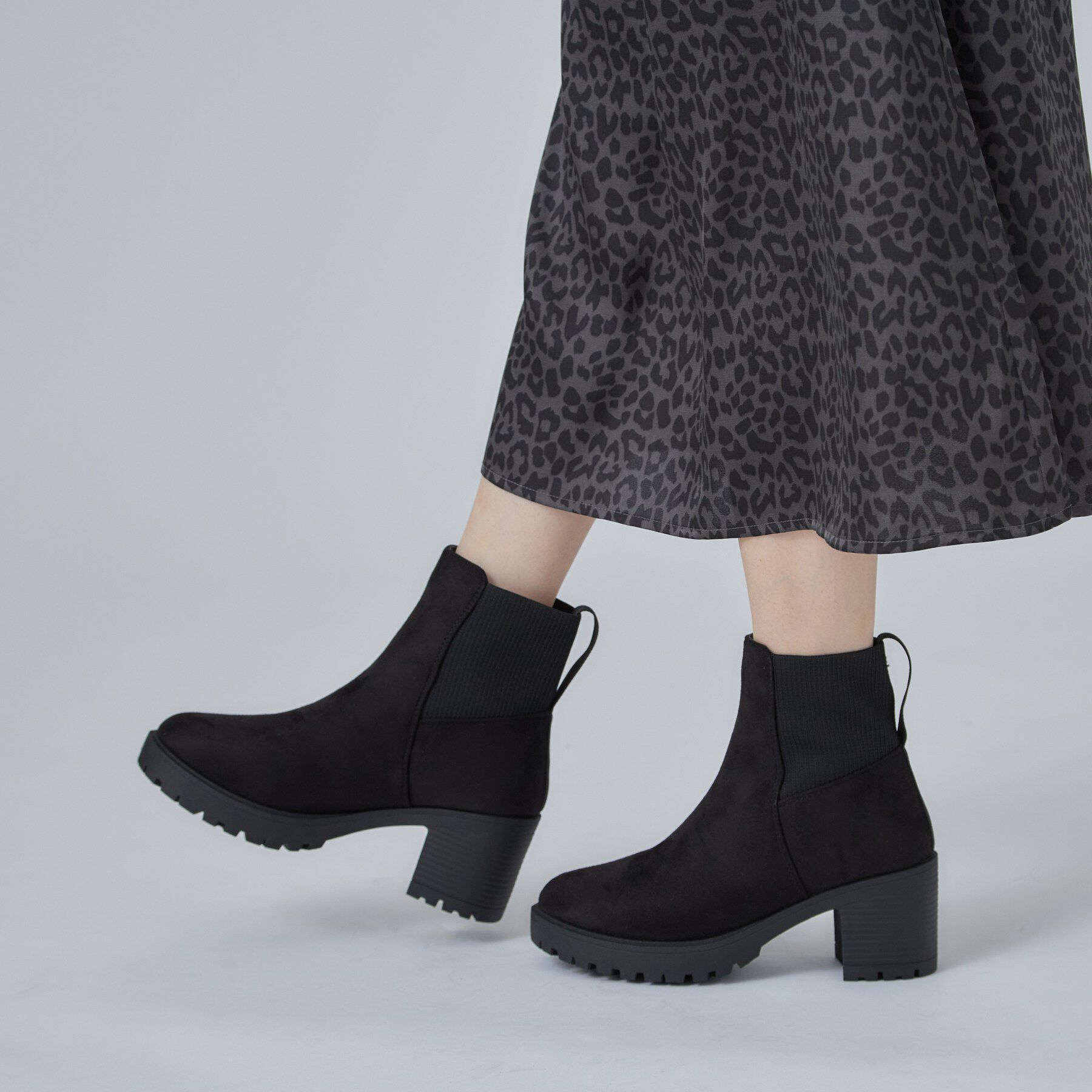 SHOO･LA･RUE「ヒールアップ履口ニットブーツ」|ショートブーツ|