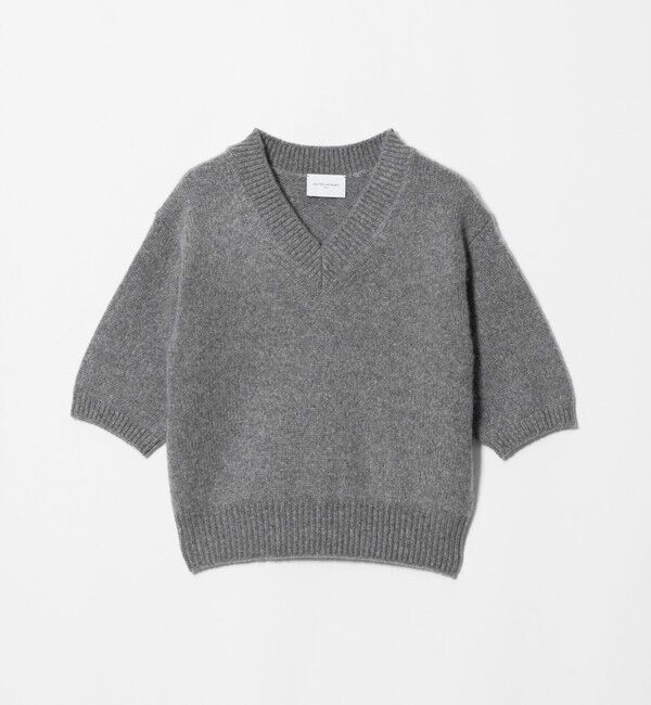 UNITED ARROWS「CA/W ハーフスリーブ Vネック ニット」|ニット・セーター|MD.GRAY