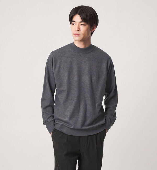 UNITED ARROWS green label relaxing「【WEB限定】JUST fit ハイゲージ ジャケイン モックネック ニット」|ニット・セーター|DK.GRAY