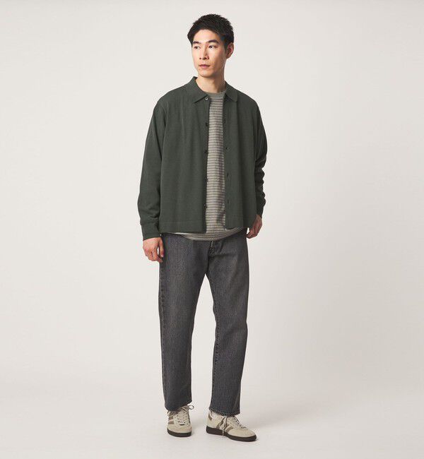 UNITED ARROWS green label relaxing「クレープヤーン 長袖 ニット ポロカーディガン -ハンドウォッシャブル-」|カーディガン|