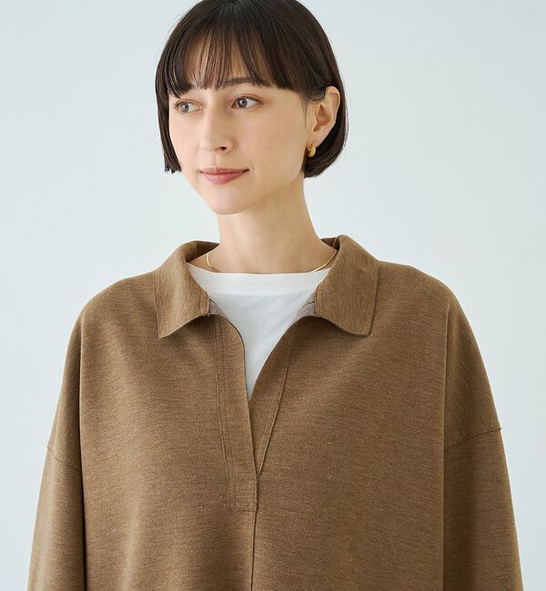 Rouge vif「【セットアップ対応】メランジダンボールプルオーバー / Vネックブラウス【予約】」|シャツ・ブラウス|
