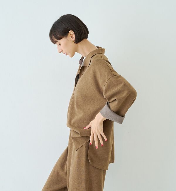Rouge vif「【セットアップ対応】メランジダンボールプルオーバー / Vネックブラウス【予約】」|シャツ・ブラウス|