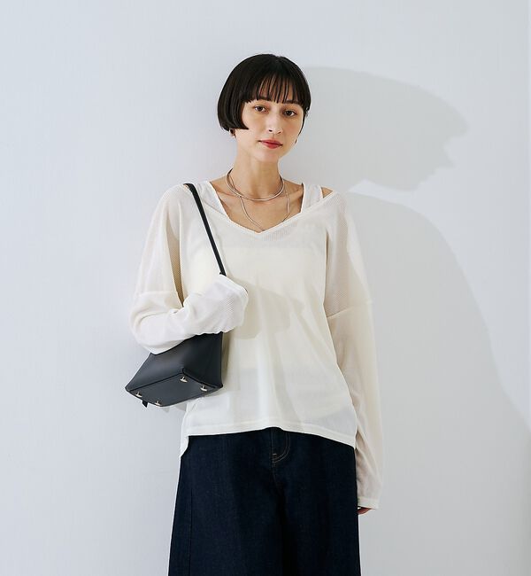 Rouge vif「【2点セット】シアーベロアストライプアンサンブル」|Tシャツ・カットソー|