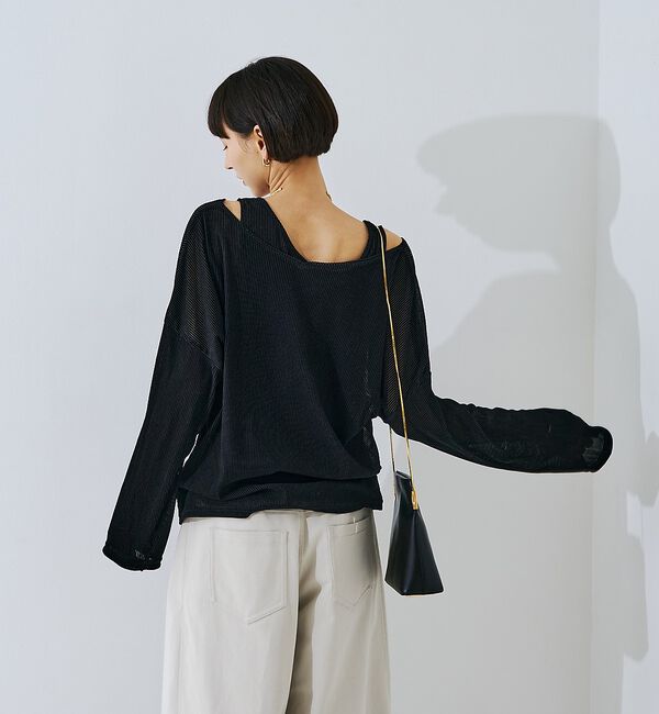 Rouge vif「【2点セット】シアーベロアストライプアンサンブル」|Tシャツ・カットソー|