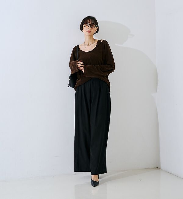 Rouge vif「【2点セット】シアーベロアストライプアンサンブル」|Tシャツ・カットソー|