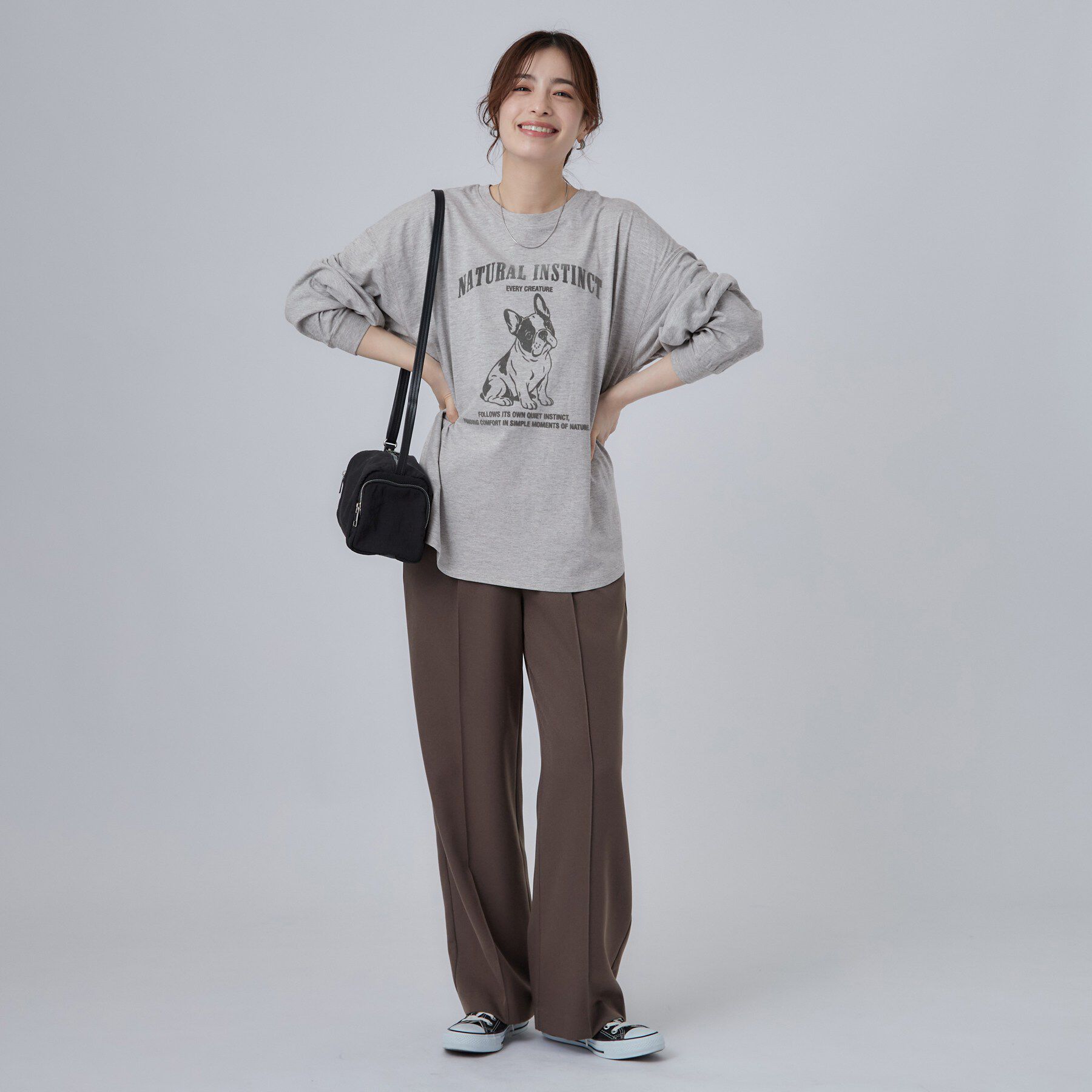 SHOO･LA･RUE「【選べる4柄/体型カバー】ゆるっと着られる BIGロンT」|Tシャツ・カットソー|