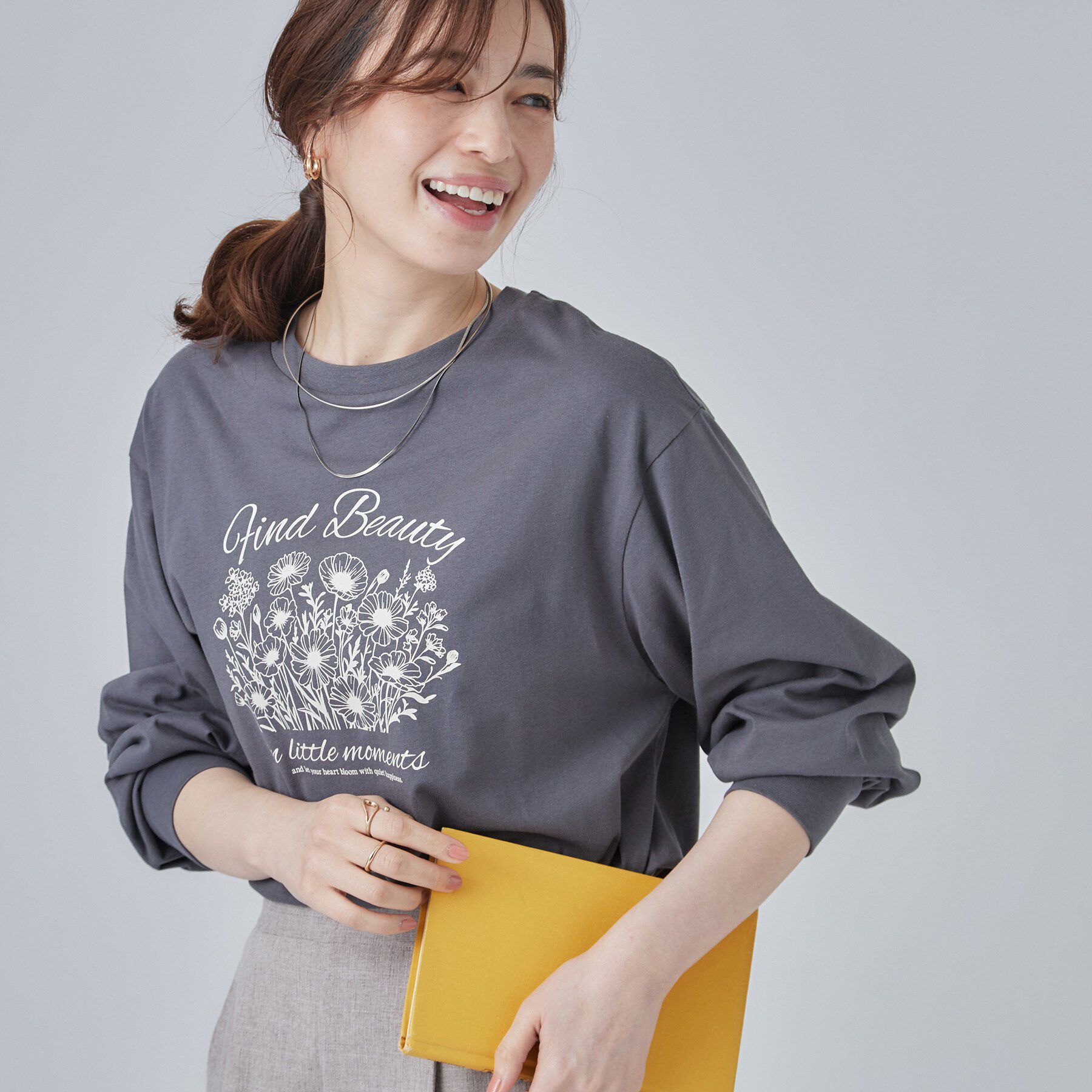 SHOO･LA･RUE「【S-LL】デイリー使いに 選べる6柄プリントロンT」|Tシャツ・カットソー|ライトグレー(510