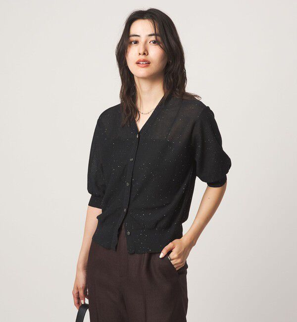 UNITED ARROWS green label relaxing「スパンコール ラメ Vネック ニット カーディガン」|カーディガン|
