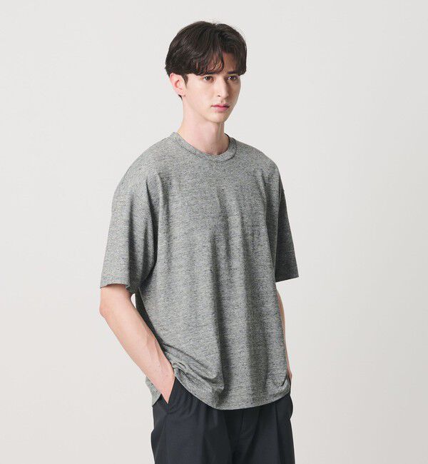 BEAUTY&YOUTH UNITED ARROWS「リネン テクスチャード クルーネック Tシャツ」|Tシャツ・カットソー|DK.GRAY