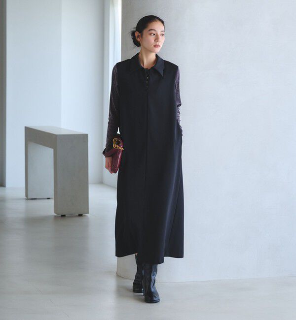 BEAUTY&YOUTH UNITED ARROWS「【WEB限定 Wardrobe DAILY MINIMAL】ダブルクロス スキッパーワンピース ウォッシャブル」|ワンピース|