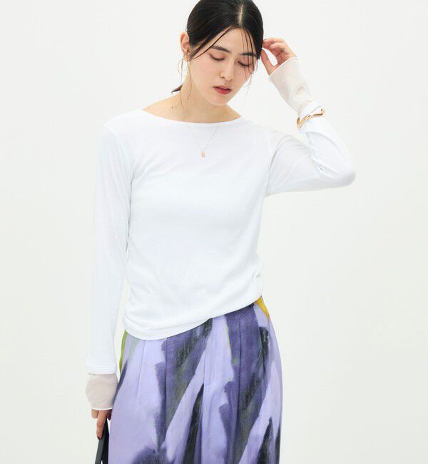 NOLLEY'S「ウォッシャブル袖口シアー切替ロンT」|Tシャツ・カットソー|