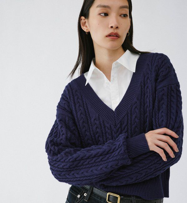  「【2026AW Debut】【UNFORM】ケーブルショートニット」|ニット・セーター|