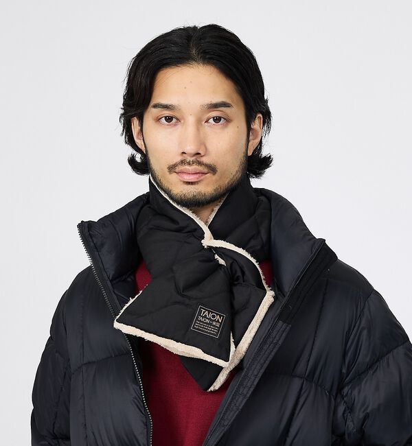 ABAHOUSE「【TAION / タイオン】ミリタリー リバーシブル ダウンボアマフラー / ユ」|その他|ブラック系その他1