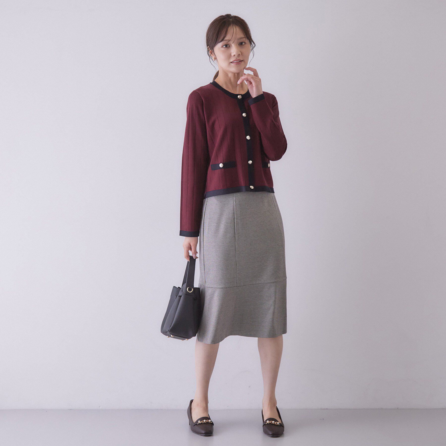 index「バイカラークルーネックカーディガン【洗濯機OK】」|カーディガン|