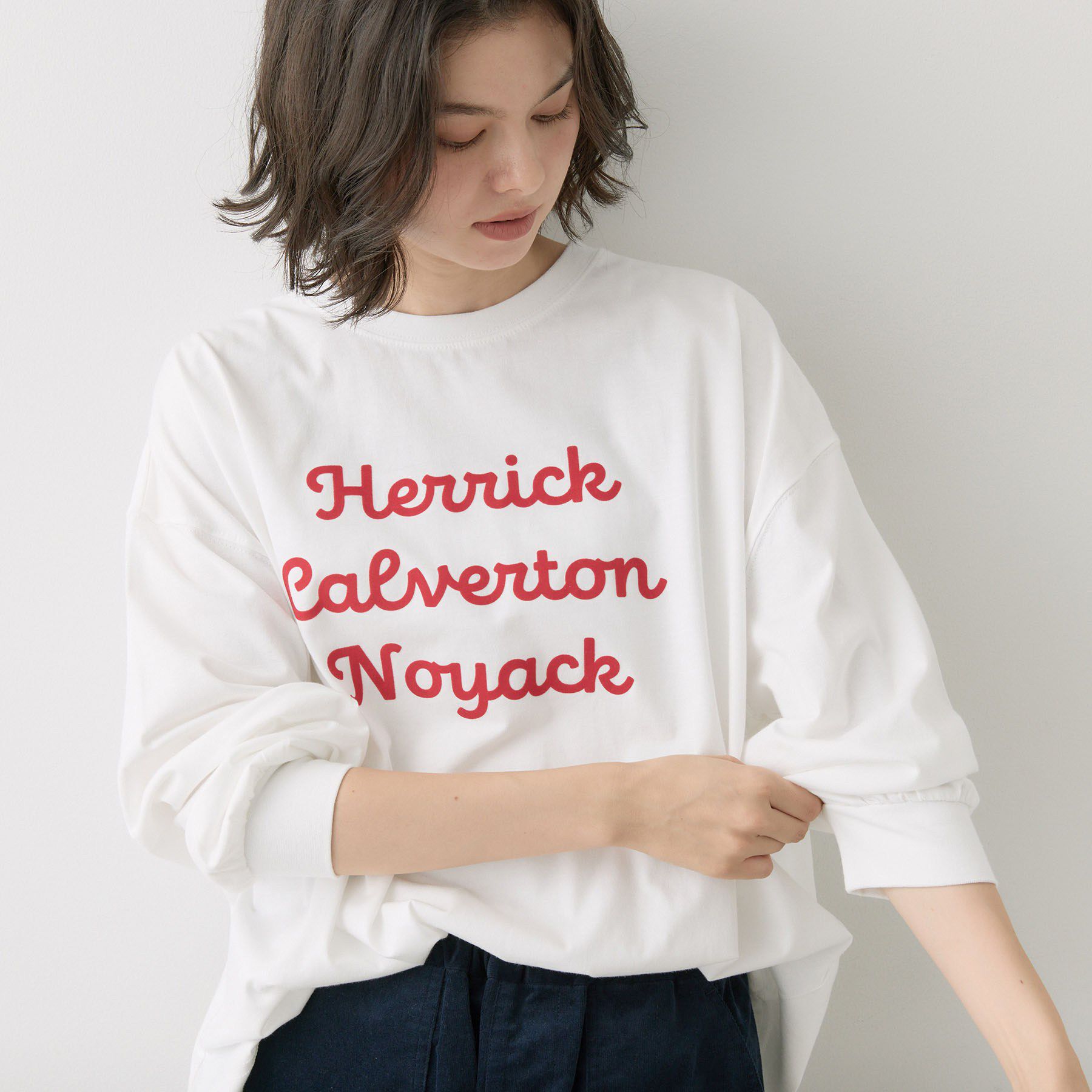 Dessin「【洗える】オーガニックコットン ロングスリーブTシャツ」|Tシャツ・カットソー|ホワイト(002)