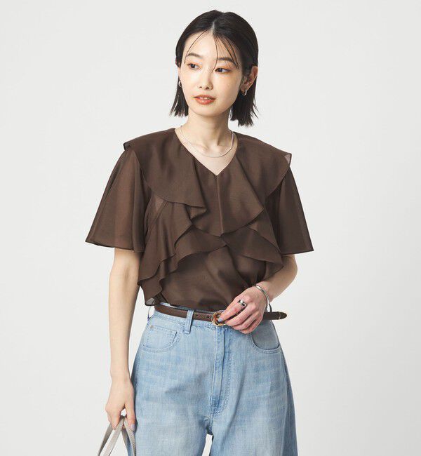 UNITED ARROWS green label relaxing「ラッフル フレア ショートスリーブ ブラウス」|シャツ・ブラウス|