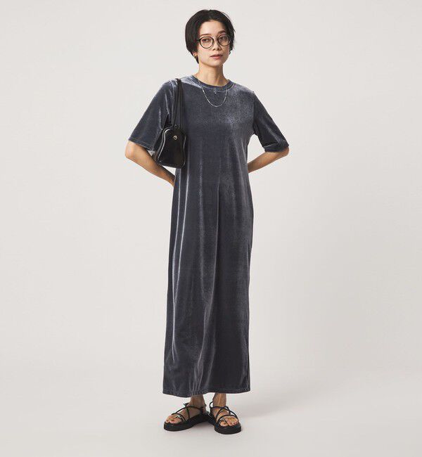 UNITED ARROWS green label relaxing「ベロア ショートスリーブ ワンピース」|ワンピース|LT.BLUE