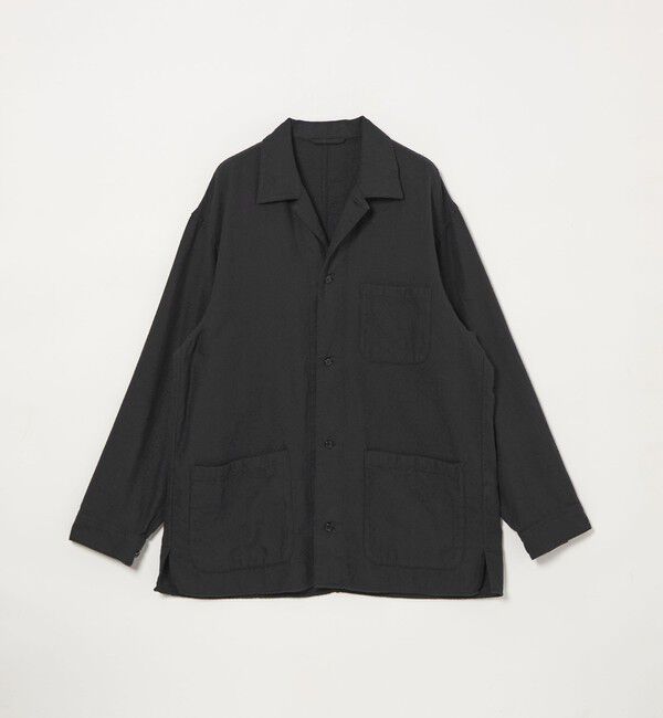 STEVEN ALAN「＜Steven Alan＞ シルクネップ オープンカラー カバーオール シャツ」|その他|BLACK