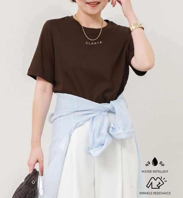 NOLLEY'S sophi「《撥水/汗染み軽減》ショート丈ロゴTシャツ」|Tシャツ・カットソー|ブラウンベージュ系1