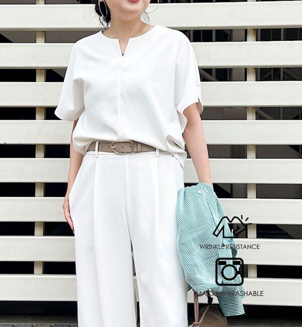 NOLLEY'S sophi「《セットアップ対応》NEW morisachiウォッシャブルツイルケープ風ブラウス」|シャツ・ブラウス|ホワイト