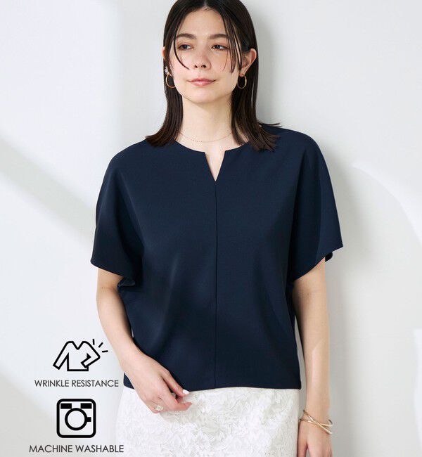 NOLLEY'S sophi「《セットアップ対応》NEW morisachiウォッシャブルツイルケープ風ブラウス」|シャツ・ブラウス|ネイビー