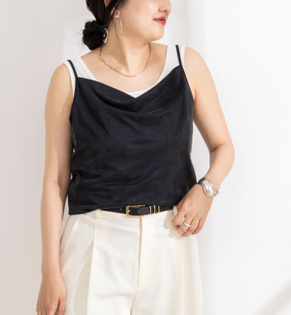 NOLLEY'S sophi「【BECシリーズ】ウォッシャブルキュプラサテンジャージーキャミ」|Tシャツ・カットソー|ブラック