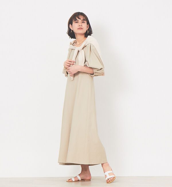 Rouge vif「ボリュームスリーブシェルタリングワンピース」|ワンピース|ベージュ