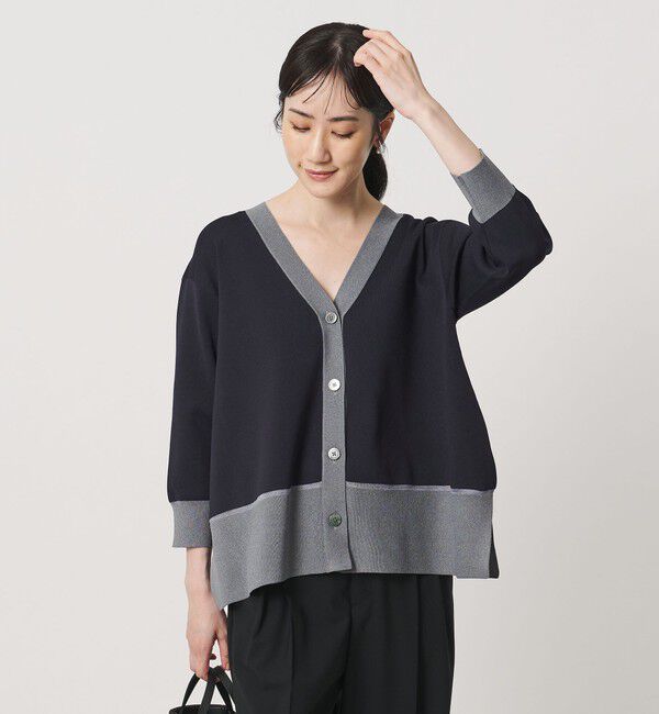UNITED ARROWS「8分袖 ミニマル 2WAY カーディガン ‐ウォッシャブル‐」|カーディガン|NAVY