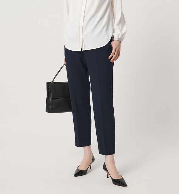 UNITED ARROWS「ダブルクロス スリムパンツ ‐ストレッチ ウォッシャブル‐」|スラックス|NAVY