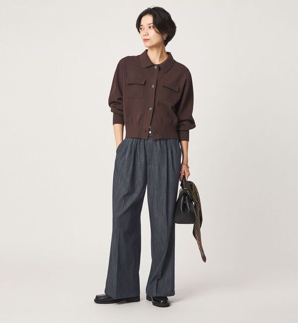 UNITED ARROWS green label relaxing「［size SHORT/TALLあり］ニーハイワイド パンツ デニム ストレッチ」|デニム|