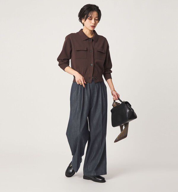 UNITED ARROWS green label relaxing「［size SHORT/TALLあり］ニーハイワイド パンツ デニム ストレッチ」|デニム|
