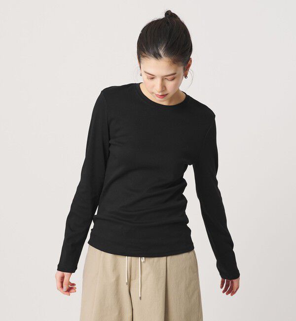 BEAUTY&YOUTH UNITED ARROWS「オーガニックコットンフライス ロングスリーブTシャツ」|Tシャツ・カットソー|BLACK
