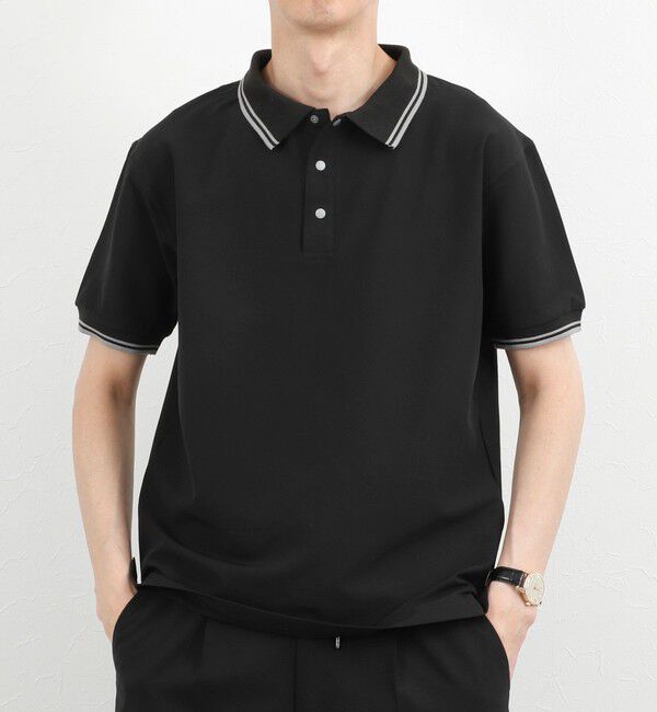 NOLLEY'S goodman「【WEB限定】【TAION/タイオン】NON DOWN BASIC JERSEY HARF SLEEVE POLO 26SS」|ポロシャツ|ブラック