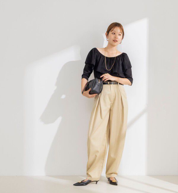 NOLLEY'S「ウォッシャブルフィブリルサテンドッキングフリルプルオーバー」|Tシャツ・カットソー|