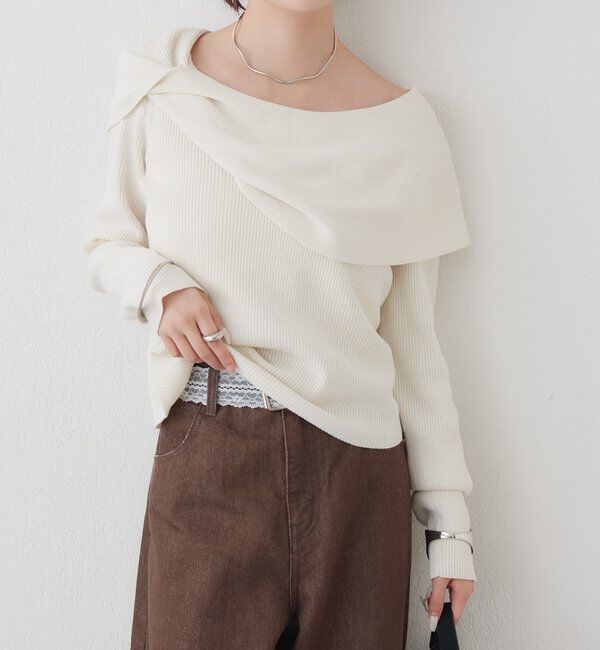  「ケープオフショルニット」|ニット・セーター|