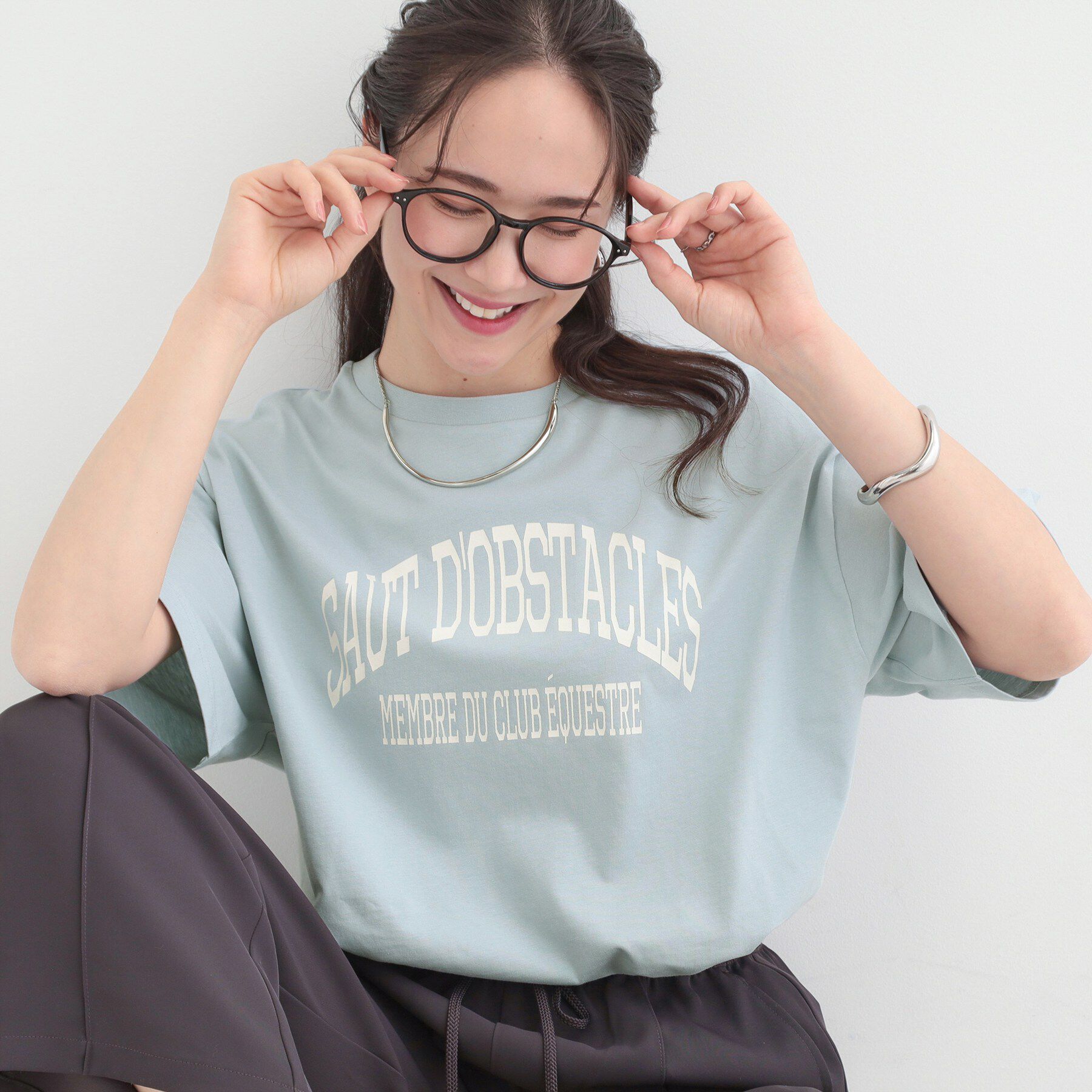 SHOO･LA･RUE「【綿100%/S-LL/プチプラ】ゆるシルエット シンプルTシャツ」|Tシャツ・カットソー|サックスブルー(29