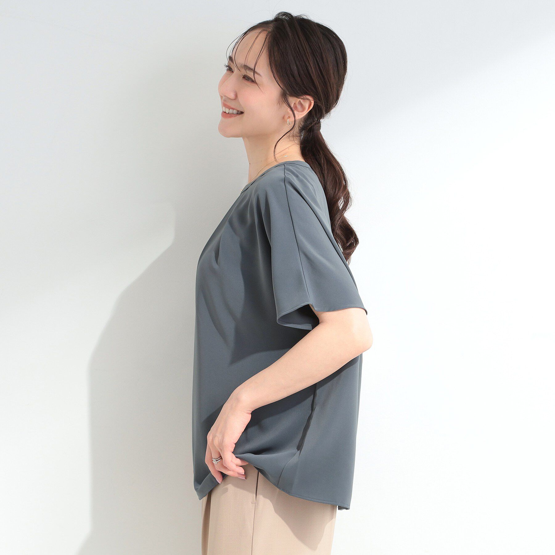 SHOO･LA･RUE「【UV/通勤】洗濯後しわになりにくい 上品配色ブラウス」|シャツ・ブラウス|