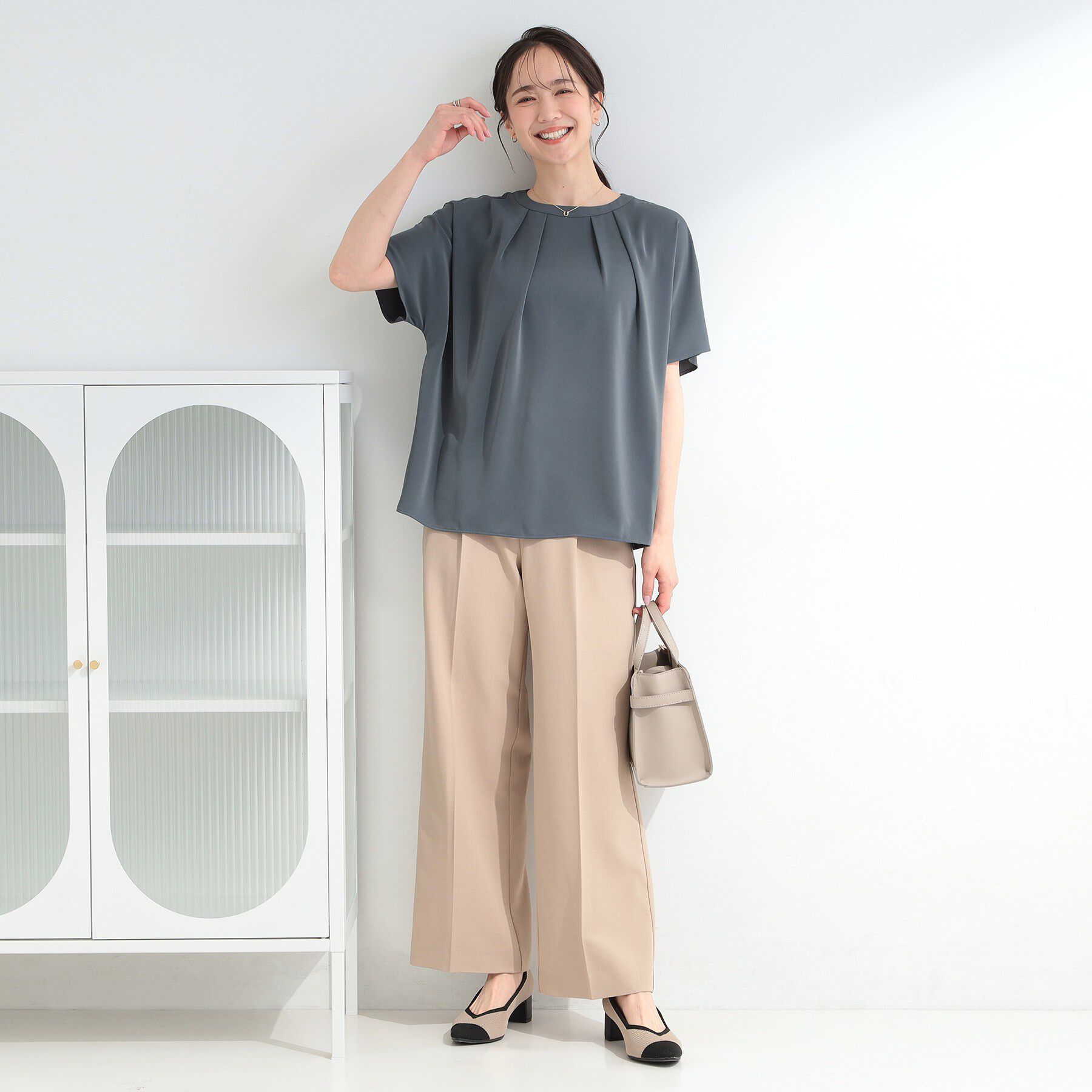 SHOO･LA･RUE「【UV/通勤】洗濯後しわになりにくい 上品配色ブラウス」|シャツ・ブラウス|