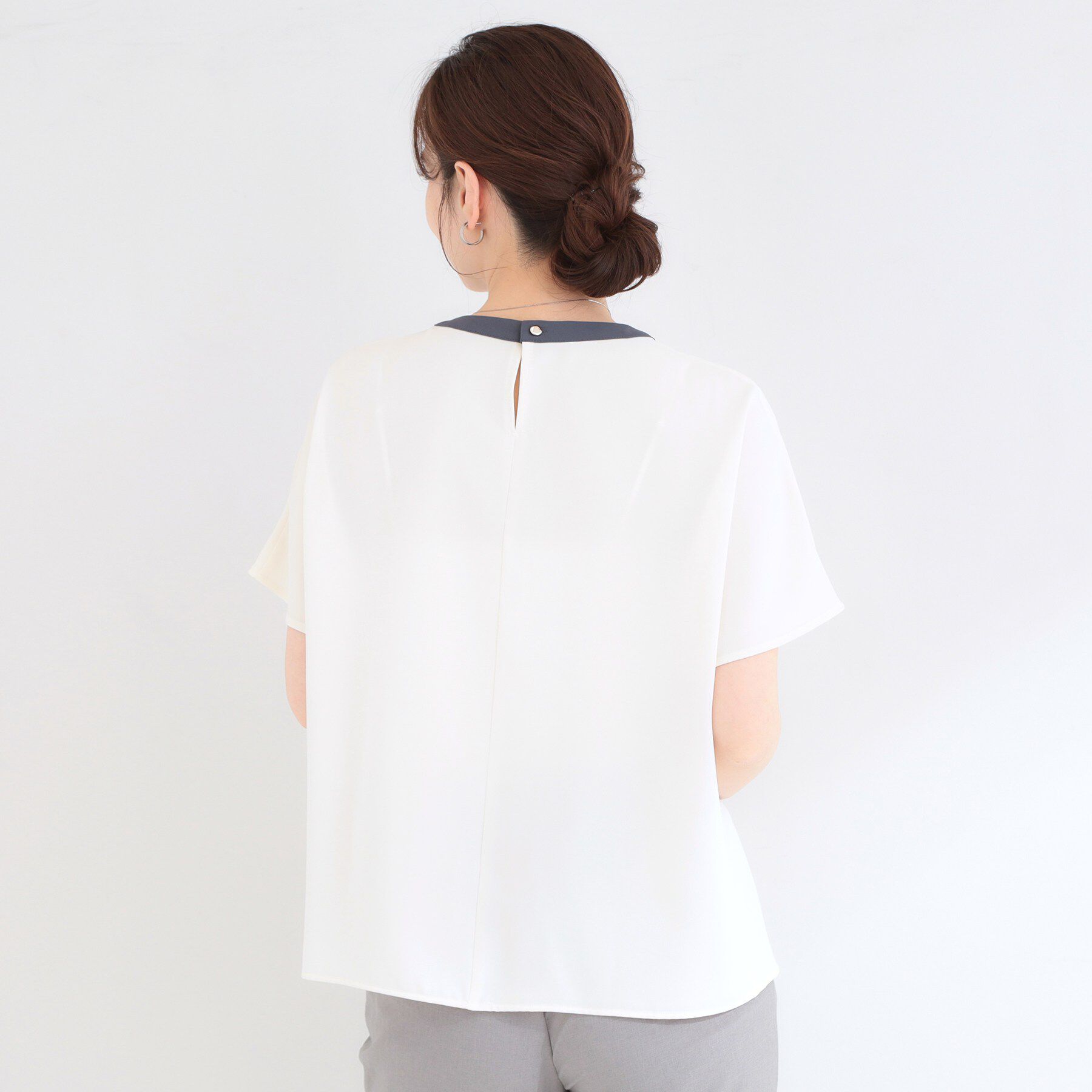 SHOO･LA･RUE「【UV/通勤】洗濯後しわになりにくい 上品配色ブラウス」|シャツ・ブラウス|