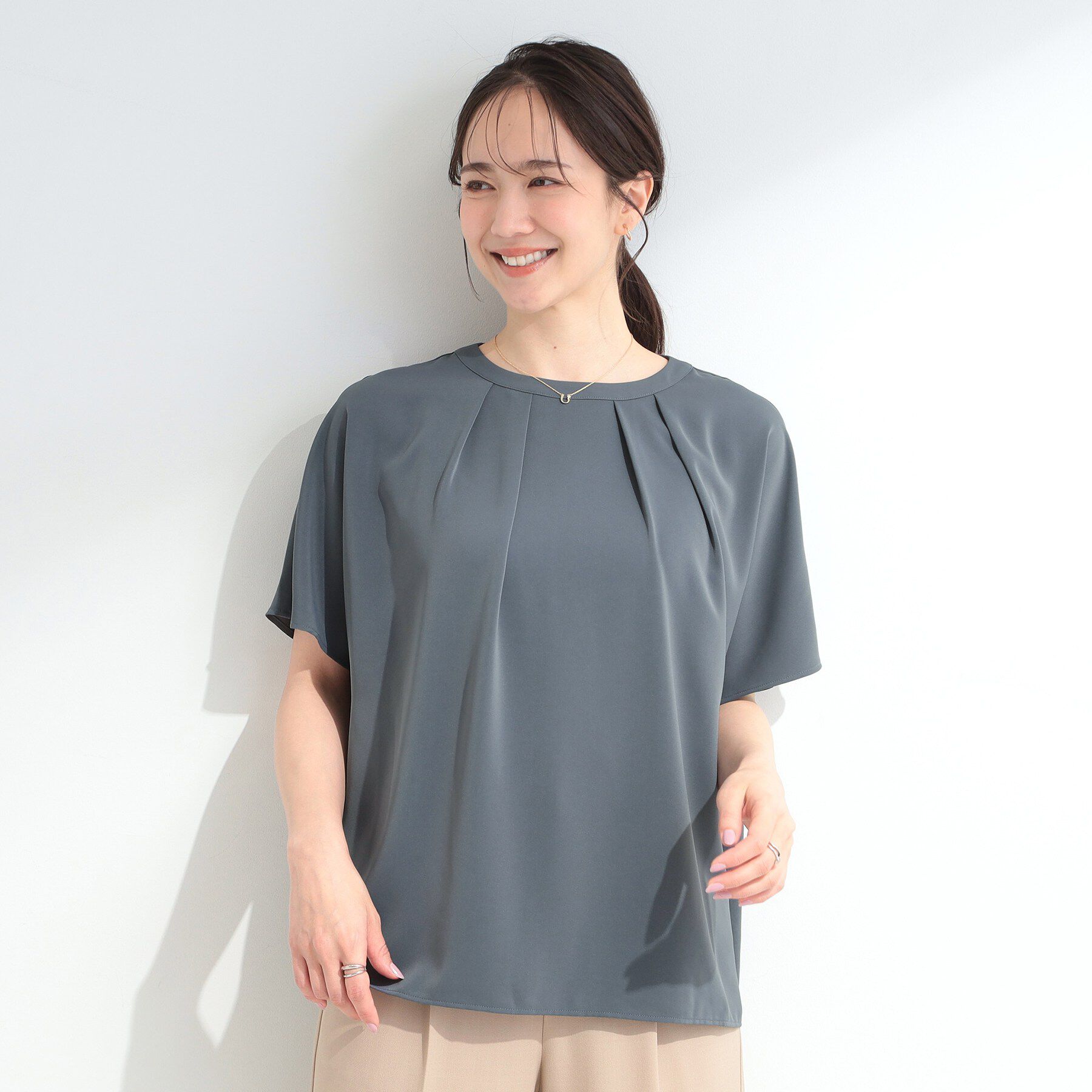 SHOO･LA･RUE「【UV/通勤】洗濯後しわになりにくい 上品配色ブラウス」|シャツ・ブラウス|