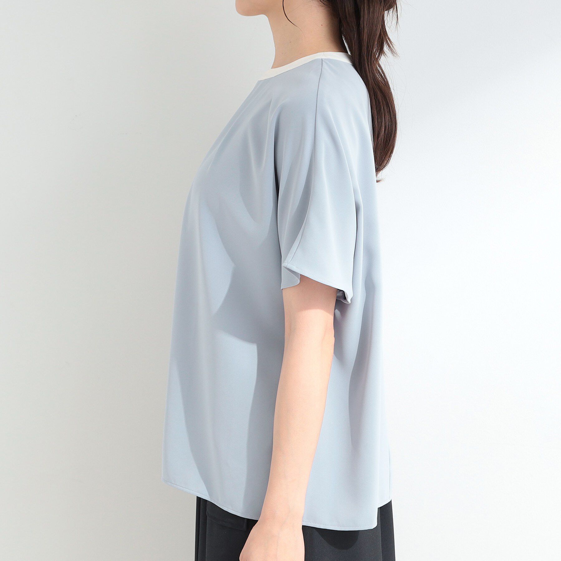 SHOO･LA･RUE「【UV/通勤】洗濯後しわになりにくい 上品配色ブラウス」|シャツ・ブラウス|