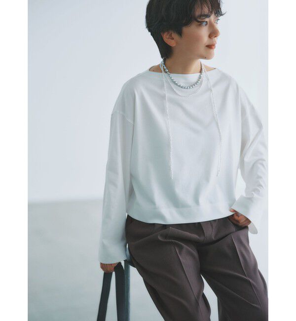 UNITED ARROWS green label relaxing「＜スタイリスト兵藤千尋さんコラボ＞クロップド ワイド ロングスリーブ Tシャツ UVカット」|Tシャツ・カットソー|