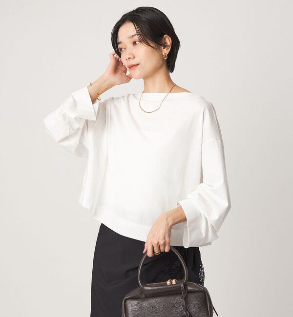 UNITED ARROWS green label relaxing「＜スタイリスト兵藤千尋さんコラボ＞クロップド ワイド ロングスリーブ Tシャツ UVカット」|Tシャツ・カットソー|