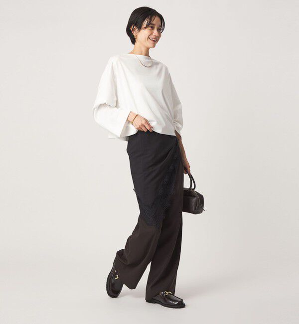UNITED ARROWS green label relaxing「＜スタイリスト兵藤千尋さんコラボ＞クロップド ワイド ロングスリーブ Tシャツ UVカット」|Tシャツ・カットソー|