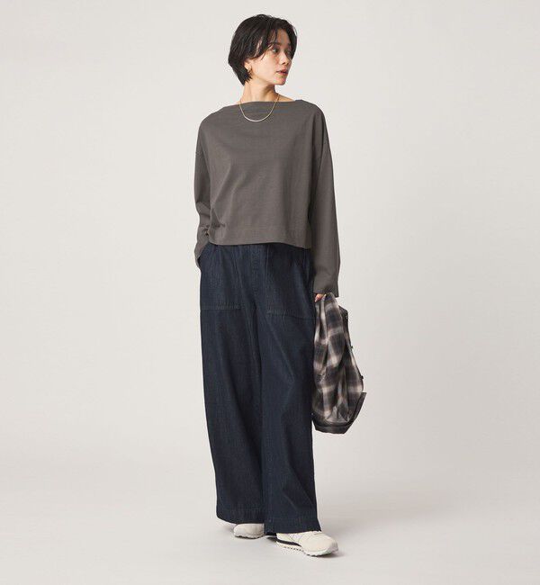 UNITED ARROWS green label relaxing「＜スタイリスト兵藤千尋さんコラボ＞クロップド ワイド ロングスリーブ Tシャツ UVカット」|Tシャツ・カットソー|