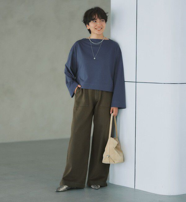 UNITED ARROWS green label relaxing「＜スタイリスト兵藤千尋さんコラボ＞クロップド ワイド ロングスリーブ Tシャツ UVカット」|Tシャツ・カットソー|