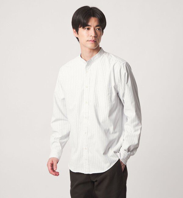 UNITED ARROWS green label relaxing「MULTI FUNCTION ピンオックス バンドカラー 長袖シャツ -UVカット・吸水速乾・遮熱-」|シャツ・ブラウス|WHITE